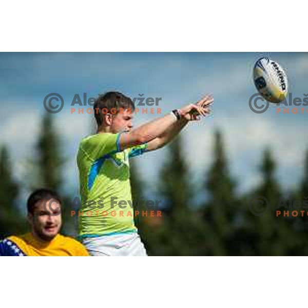 in action during rugby match between Slovenia and Bosnia and Hercegovina at Stadion Zak, Ljubljana, Slovenia, on April 8th, 2017.