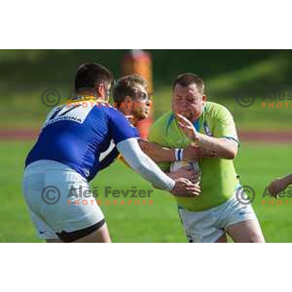 in action during rugby match between Slovenia and Bosnia and Hercegovina at Stadion Zak, Ljubljana, Slovenia, on April 8th, 2017.