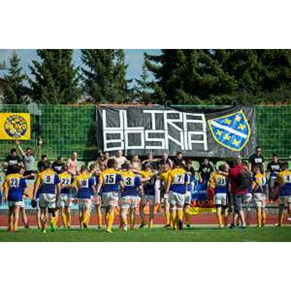 in action during rugby match between Slovenia and Bosnia and Hercegovina at Stadion Zak, Ljubljana, Slovenia, on April 8th, 2017.