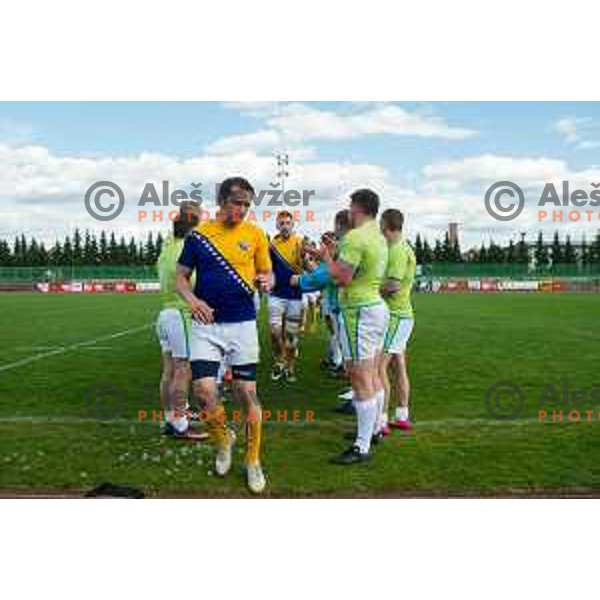 in action during rugby match between Slovenia and Bosnia and Hercegovina at Stadion Zak, Ljubljana, Slovenia, on April 8th, 2017.