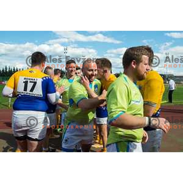 in action during rugby match between Slovenia and Bosnia and Hercegovina at Stadion Zak, Ljubljana, Slovenia, on April 8th, 2017.