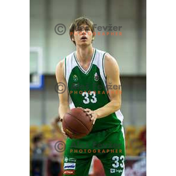 Marko Lukovic of Krka in action during Nova KBM basketball match between Union Olimpija and Krka at Tivoli Hall, Ljubljana, Slovenia, on April 8th, 2017.