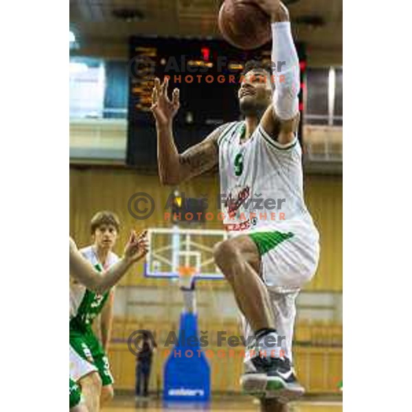  Oliver Devin Michael of Union Olimpija in action during Nova KBM basketball match between Union Olimpija and Krka at Tivoli Hall, Ljubljana, Slovenia, on April 8th, 2017.