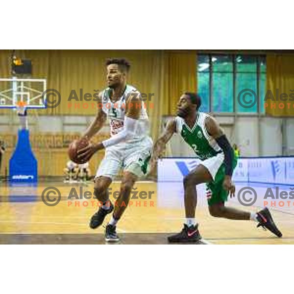 Oliver Devin Michael of Union Olimpija in action during Nova KBM basketball match between Union Olimpija and Krka at Tivoli Hall, Ljubljana, Slovenia, on April 8th, 2017.
