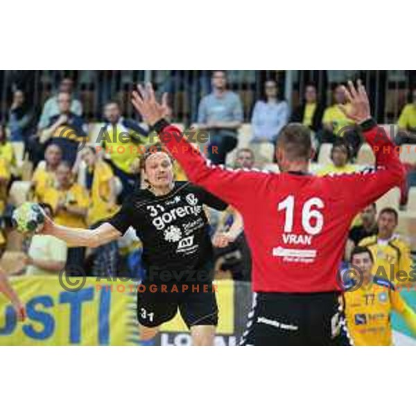 action during 1.NLB Leasing League handball match between RD Koper 2013 and RK Gorenje Velenje in Bonifika Hall, Koper on April 8, 2017