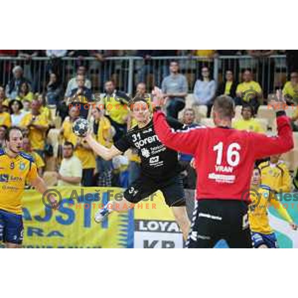 action during 1.NLB Leasing League handball match between RD Koper 2013 and RK Gorenje Velenje in Bonifika Hall, Koper on April 8, 2017