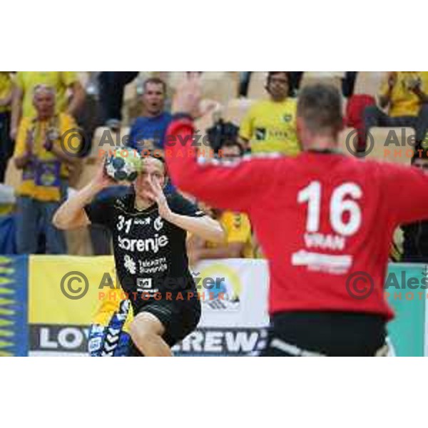 action during 1.NLB Leasing League handball match between RD Koper 2013 and RK Gorenje Velenje in Bonifika Hall, Koper on April 8, 2017