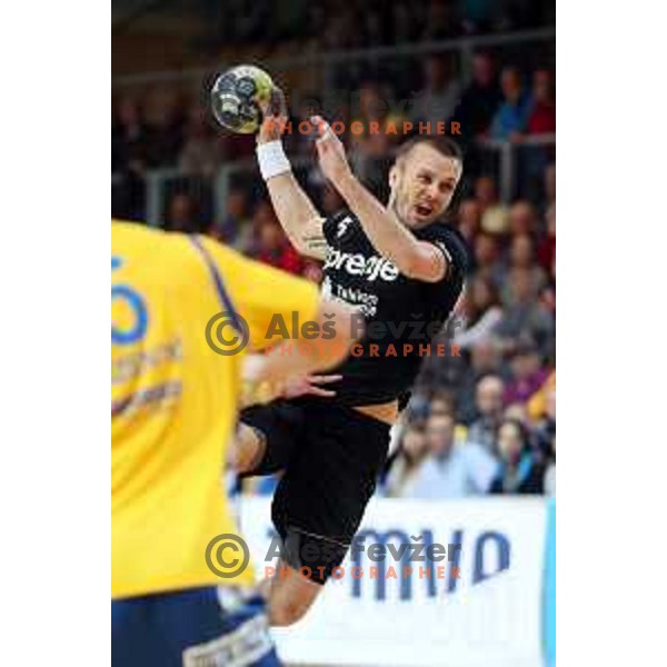 action during 1.NLB Leasing League handball match between RD Koper 2013 and RK Gorenje Velenje in Bonifika Hall, Koper on April 8, 2017