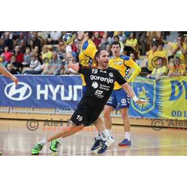 action during 1.NLB Leasing League handball match between RD Koper 2013 and RK Gorenje Velenje in Bonifika Hall, Koper on April 8, 2017