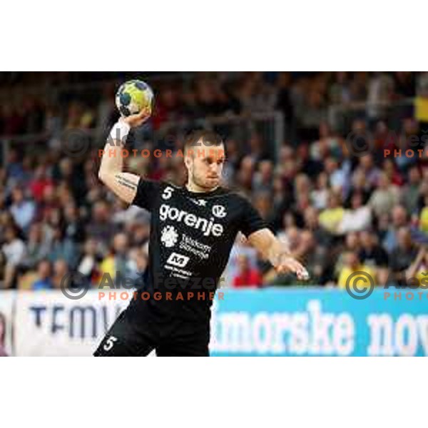 action during 1.NLB Leasing League handball match between RD Koper 2013 and RK Gorenje Velenje in Bonifika Hall, Koper on April 8, 2017