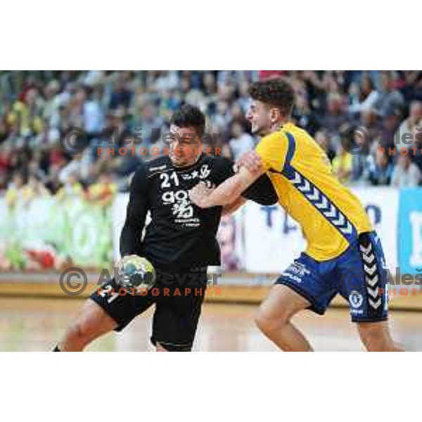 action during 1.NLB Leasing League handball match between RD Koper 2013 and RK Gorenje Velenje in Bonifika Hall, Koper on April 8, 2017