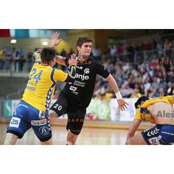 action during 1.NLB Leasing League handball match between RD Koper 2013 and RK Gorenje Velenje in Bonifika Hall, Koper on April 8, 2017