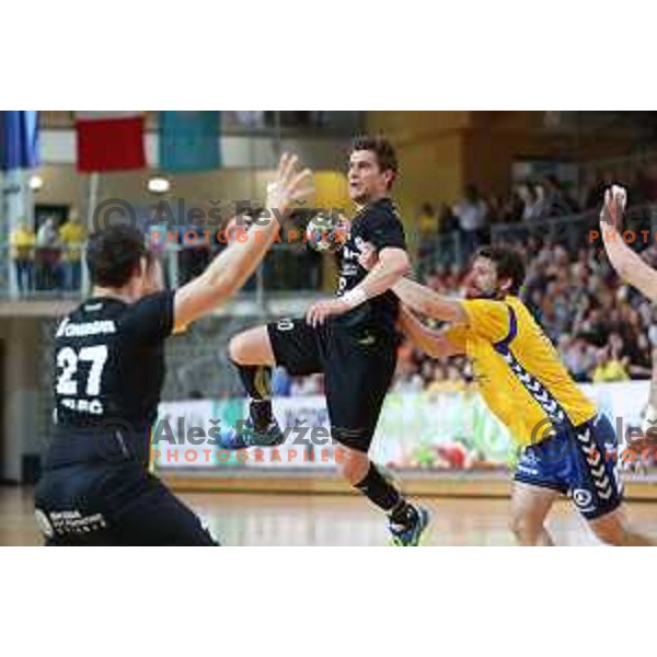 action during 1.NLB Leasing League handball match between RD Koper 2013 and RK Gorenje Velenje in Bonifika Hall, Koper on April 8, 2017