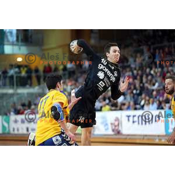 action during 1.NLB Leasing League handball match between RD Koper 2013 and RK Gorenje Velenje in Bonifika Hall, Koper on April 8, 2017