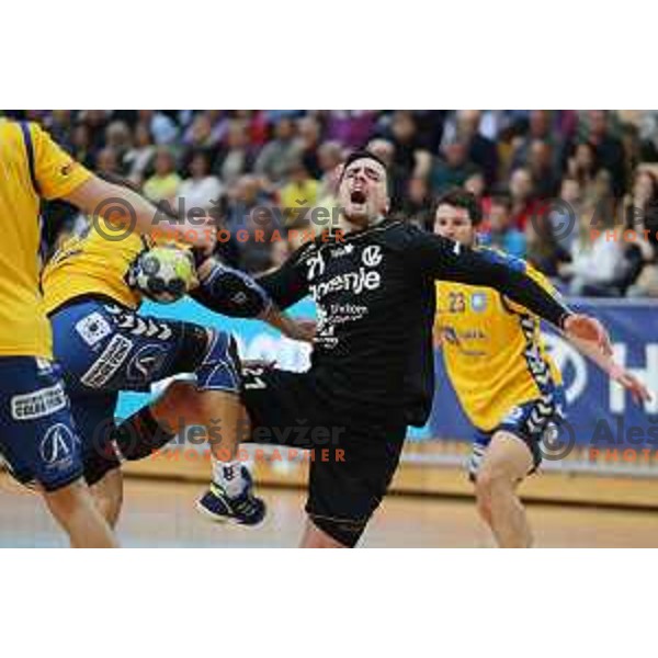 action during 1.NLB Leasing League handball match between RD Koper 2013 and RK Gorenje Velenje in Bonifika Hall, Koper on April 8, 2017