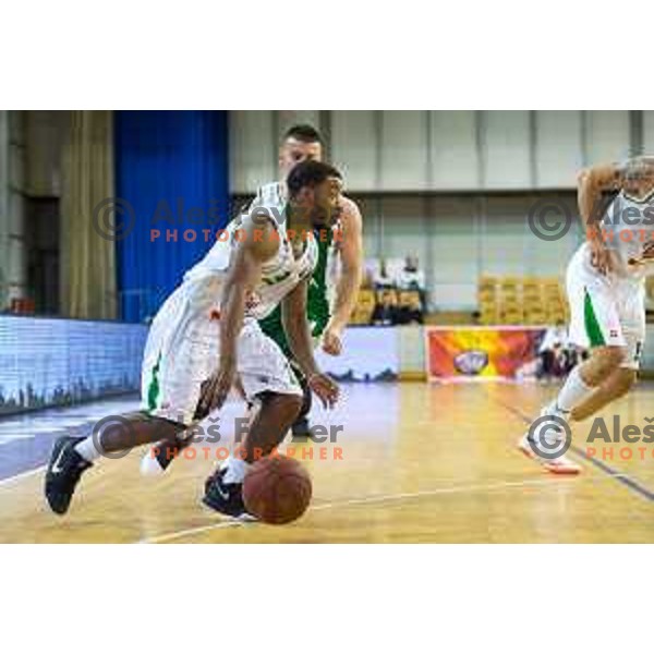 Miguel Jefferson Brandon of Union Olimpija in action during Nova KBM basketball match between Union Olimpija and Krka at Tivoli Hall, Ljubljana, Slovenia, on April 8th, 2017.