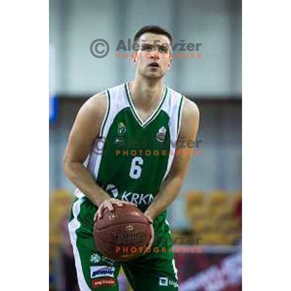 Matej Rojc of Krka in action during Nova KBM basketball match between Union Olimpija and Krka at Tivoli Hall, Ljubljana, Slovenia, on April 8th, 2017.