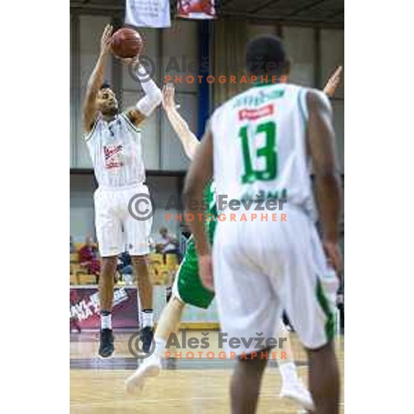  Oliver Devin Michael of Union Olimpija in action during Nova KBM basketball match between Union Olimpija and Krka at Tivoli Hall, Ljubljana, Slovenia, on April 8th, 2017.