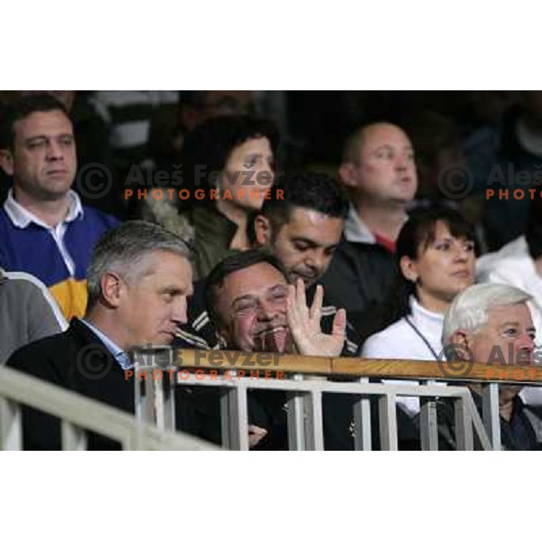 Vilfan, Jankovic, Kucan at handball game Krim Mercator - Nurnberg in second round of Champions league, played in Ljubljana 3.11.2007. Photo by Ales Fevzer 