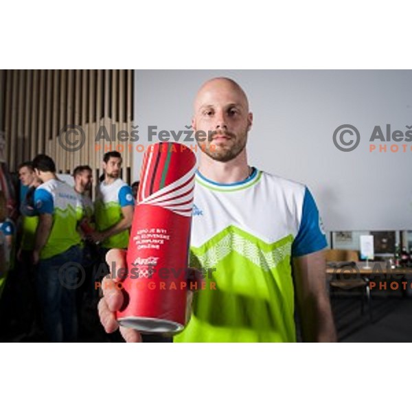 Jan Mursak the Slovenia Ice Hockey team for the Winter Olympic games Pyongchang 2018 at OKS presentation for sponsors at Bled, Slovenia on April 13, 2017