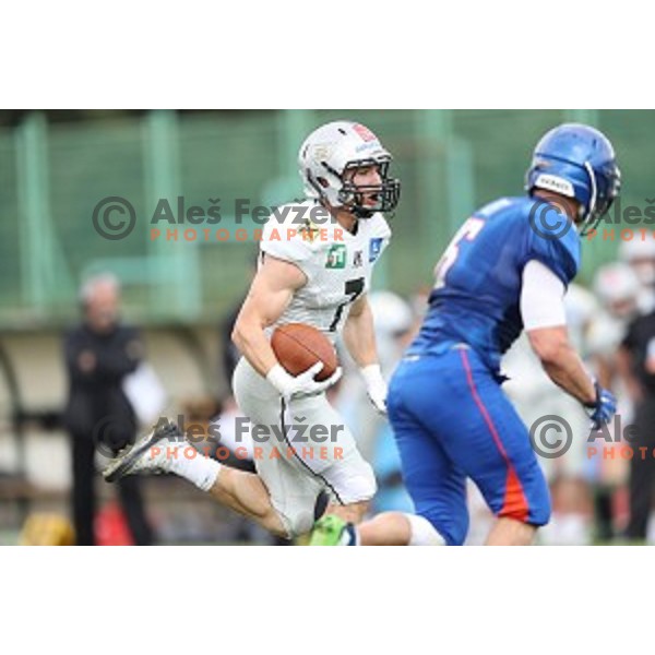 action during Austrian Football League match between Ljubljana Silverhawks and Swarco Raiders in Ljubljana on April 15, 2017