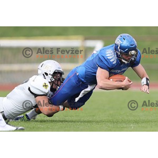 action during Austrian Football League match between Ljubljana Silverhawks and Swarco Raiders in Ljubljana on April 15, 2017