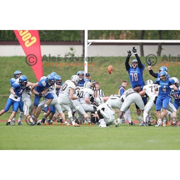 action during Austrian Football League match between Ljubljana Silverhawks and Swarco Raiders in Ljubljana on April 15, 2017