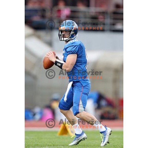 QB Anthony Gardner nr.10 of Silverhawks in action during Austrian Football League match between Ljubljana Silverhawks and Swarco Raiders in Ljubljana on April 15, 2017