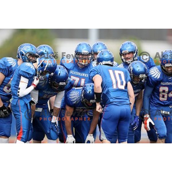action during Austrian Football League match between Ljubljana Silverhawks and Swarco Raiders in Ljubljana on April 15, 2017