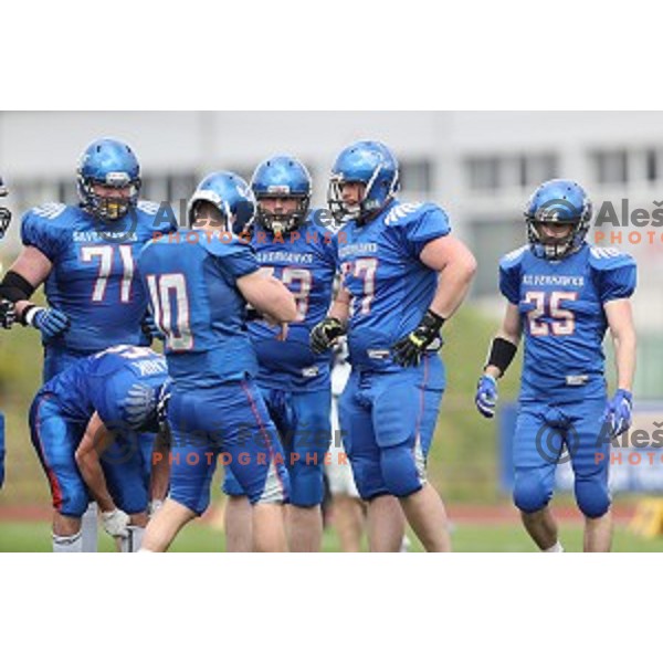 action during Austrian Football League match between Ljubljana Silverhawks and Swarco Raiders in Ljubljana on April 15, 2017