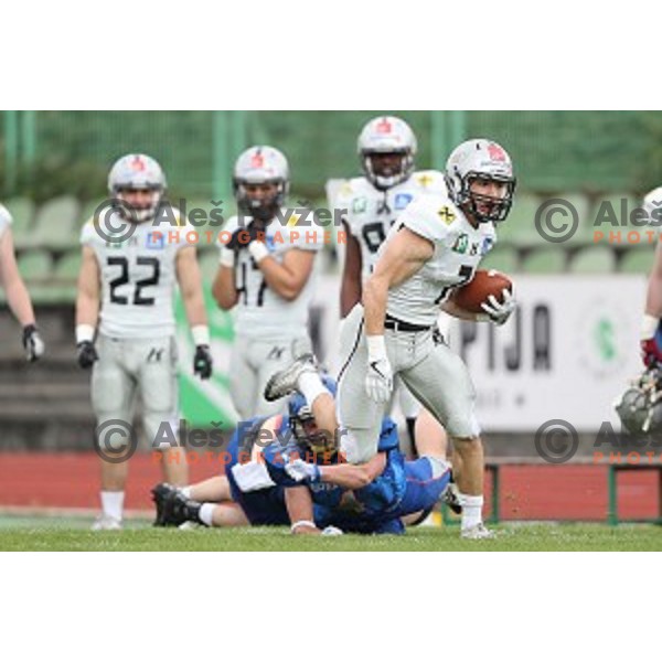 action during Austrian Football League match between Ljubljana Silverhawks and Swarco Raiders in Ljubljana on April 15, 2017