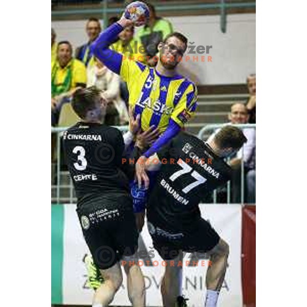 Borut Mackovsek of Celje in action during handball match between Celje Pivovarna Lasko - Gorenje Velenje, semi final Slovenia cup match 2016/17, played in Dvorana Tabor, Maribor, Slovenia on April 15, 2017