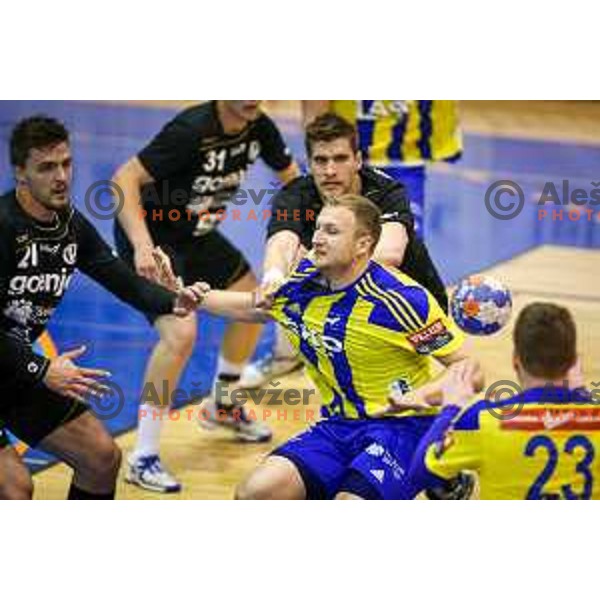 Ziga Mlakar of Celje in action during handball match between Celje PL - Gorenje Velenje, semi final Slovenia cup match 2016/17, played in Dvorana Tabor, Maribor, Slovenia on April 15, 2017