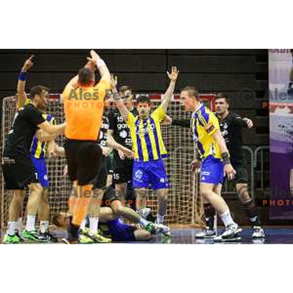 David Razgor of Celje in action during handball match between Celje PL - Gorenje Velenje, semi final Slovenia cup match 2016/17, played in Dvorana Tabor, Maribor, Slovenia on April 15, 2017