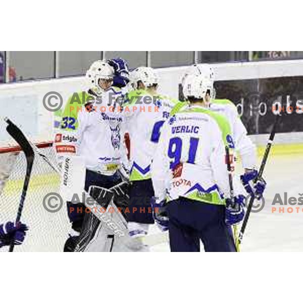 action during friendly ice-hockey match between Slovenia and Kazakhstan in Ljubljana on April 15, 2017