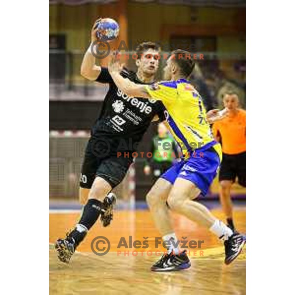 Luka Mitrovic of Gorenje Velenje in action during handball match between Celje PL - Gorenje Velenje, semi final Slovenia cup match 2016/17, played in Dvorana Tabor, Maribor, Slovenia on April 15, 2017