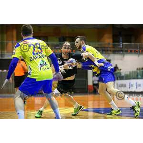 Alem Toskic of Gorenje Velenje in action during handball match between Celje PL - Gorenje Velenje, semi final Slovenia cup match 2016/17, played in Dvorana Tabor, Maribor, Slovenia on April 15, 2017