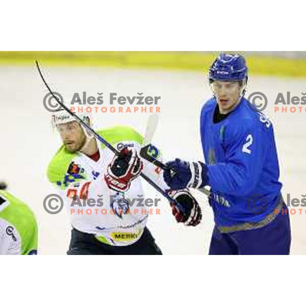 action during friendly ice-hockey match between Slovenia and Kazakhstan in Ljubljana on April 15, 2017