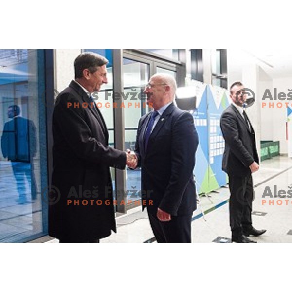 Borut Pahor, Bogdan Gabrovec during the event of the Slovenian Olympic committee foundation for young sportsmen in Ljubljana, Slovenia on April 18, 2017