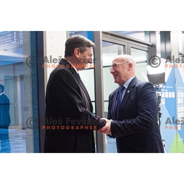 Borut Pahor, Bogdan Gabrovec during the event of the Slovenian Olympic committee foundation for young sportsmen in Ljubljana, Slovenia on April 18, 2017