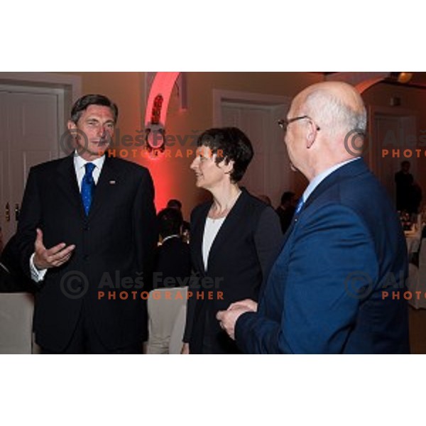Borut Pahor, Maja Makovec Brencic, Bogdan Gabrovec during the event of the Slovenian Olympic committee foundation for young sportsmen in Ljubljana, Slovenia on April 18, 2017
