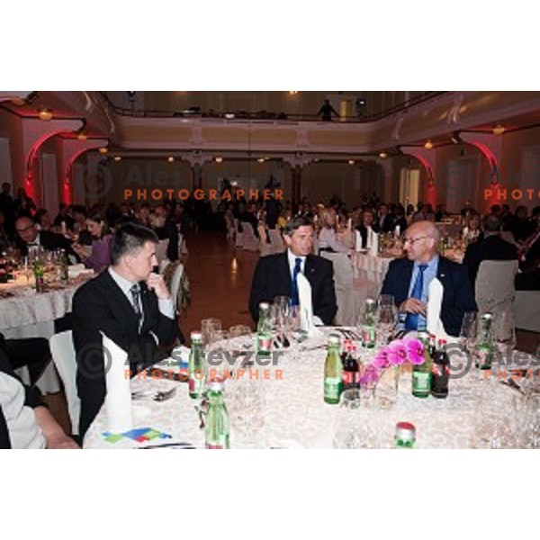 Borut Pahor, Bogdan Gabrovec during the event of the Slovenian Olympic committee foundation for young sportsmen in Ljubljana, Slovenia on April 18, 2017