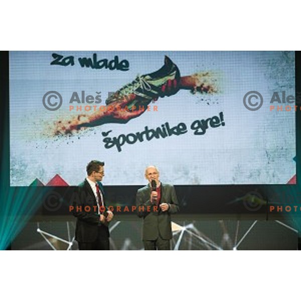 Sasa Jerkovic, Miro Cerar during the event of the Slovenian Olympic committee foundation for young sportsmen in Ljubljana, Slovenia on April 18, 2017