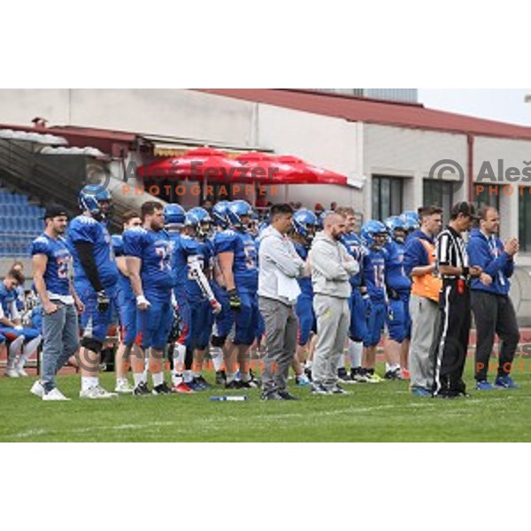 action during Austrian Football League match between Ljubljana Silverhawks and Swarco Raiders in Ljubljana on April 15, 2017