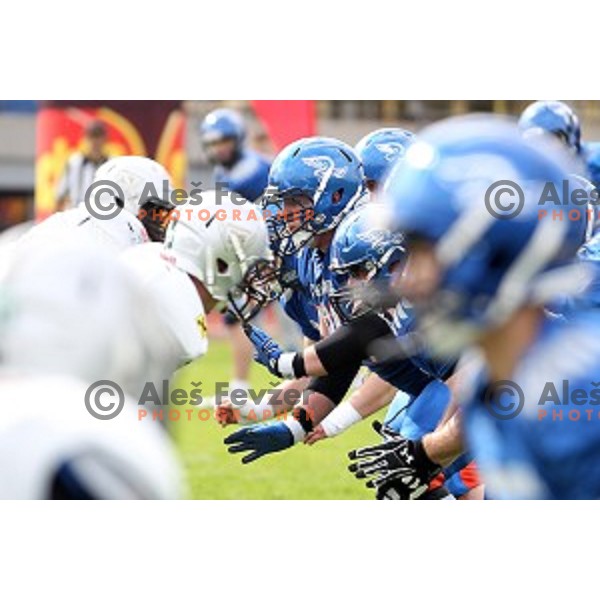 action during Austrian Football League match between Ljubljana Silverhawks and Swarco Raiders in Ljubljana on April 15, 2017