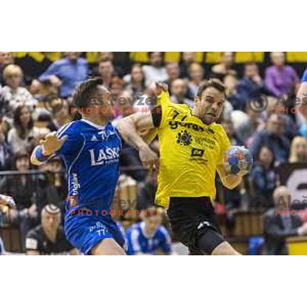 Gorenje’s Matjaz Brumen (77) in action during 1 NLB Leasing League match between Gorenje and Celje PL, in Velenje, on April 26th, 2017 