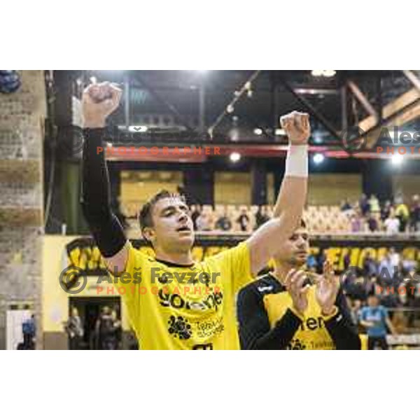 Gorenje’s Nejc Cehte (3) celebrating after 1 NLB Leasing League match between Gorenje and Celje PL, in Velenje, on April 26th, 2017 