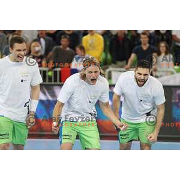 Jure Dolenec in action during Euro 2018 Qualifyers handball match between Slovenia and Germany in SRC Stozice, Ljubljana, Slovenia on May 3,2017