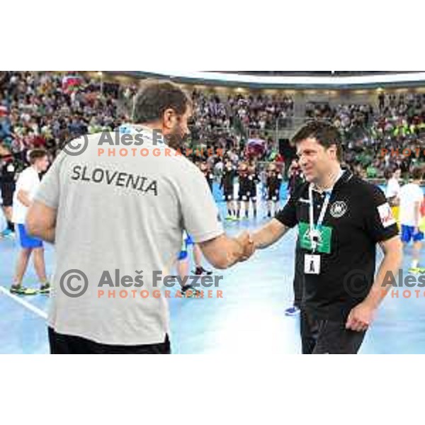 Veselin Vujovic, head coach of Slovenia in action during Euro 2018 Qualifyers handball match between Slovenia and Germany in SRC Stozice, Ljubljana, Slovenia on May 3,2017