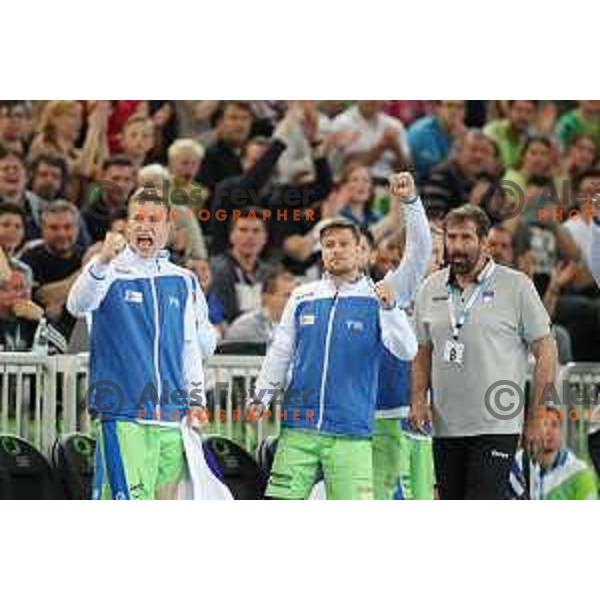 Marko Bezjak in action during Euro 2018 Qualifyers handball match between Slovenia and Germany in SRC Stozice, Ljubljana, Slovenia on May 3,2017